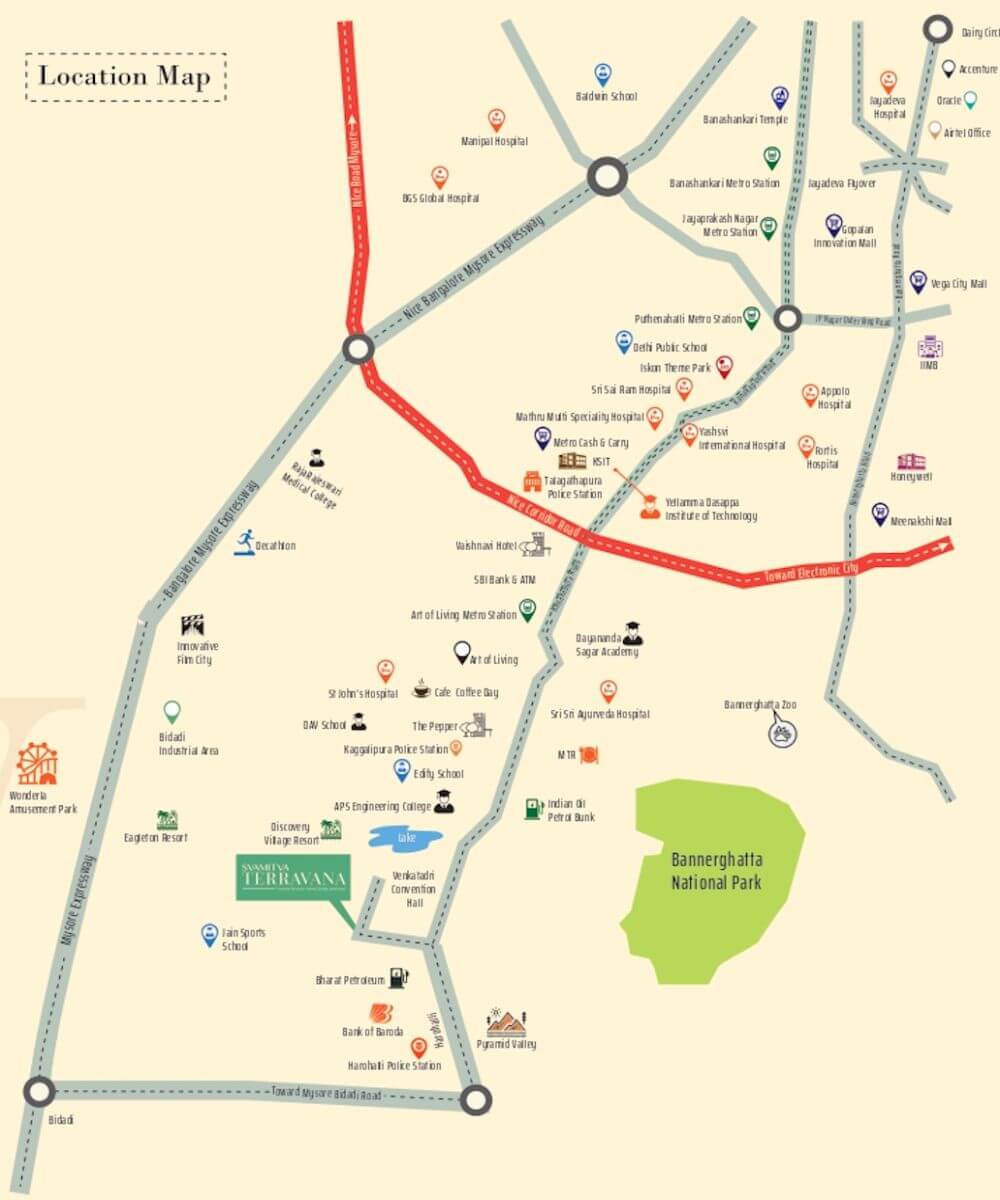 Svamitva Terravana Kanakapura Road Location Map Svamitva Terravana Kanakapura Road Location Map